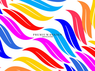 Multicolored feather premium background. Abstract dynamic composition. Modern vector feather illustration.