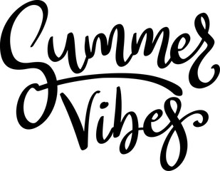 Summer vibes Lettering phrase isolated on white background. Vector illustration