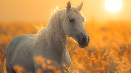 Obraz na płótnie Canvas White Horse Stylized Masterpiece, The Best Gorgeous, Generative AI