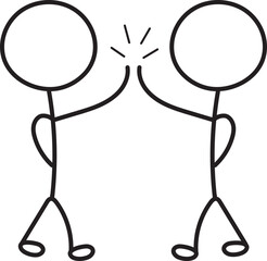 teamwork friend stick man figure doodle outline