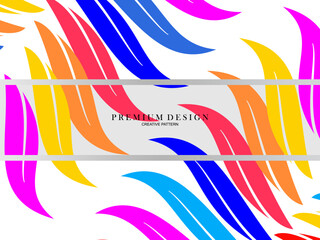 Multicolored feather premium background. Abstract dynamic composition. Modern vector feather illustration.