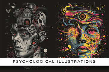 Psychology expression illustration backgrounds vector ai