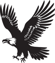 Eagle black silhouette isolated on white background
