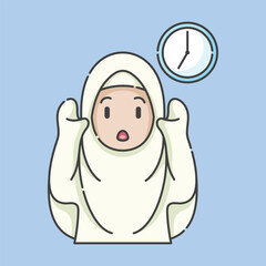 Ramadan activity girl vector arts. Islamic activities in daily life. Cartoon character for kids