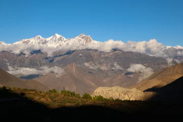 Fotobehang Dhaulagiri Beautiful Landscape View from Muktinath with Dhaulagiri and Tukuche Mountains   Mustang