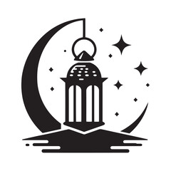 Luminous Elegance: Vector Lantern Silhouette - Illuminating Nights with Graceful Shadows and Timeless Beauty.