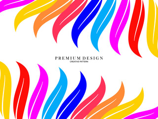 Multicolored feather premium background. Abstract dynamic composition. Modern vector feather illustration.