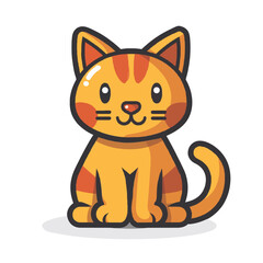 Cat icon, color cat vector color illustration kitty cartoon design, bold outline