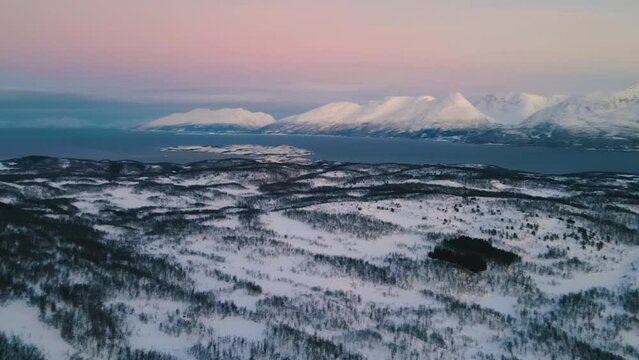 Aerial View Of Beautiful Landscape Of Lyngen Alps, Norway