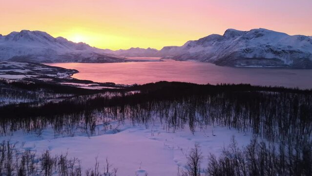 Aerial View Of Beautiful Landscape Of Lyngen Alps, Norway