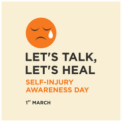 Self Injury Awareness Day, 1st March Social Media creative Design Vector Template