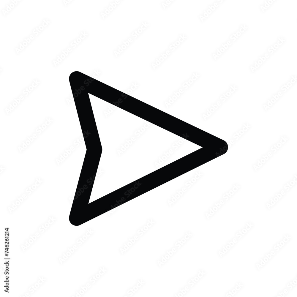 Poster right arrow vector single icon. black arrow icon isolated on a white background. black triangle play