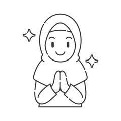 Ramadan activity girl vector arts. Islamic activities in daily life. Cartoon character for kids