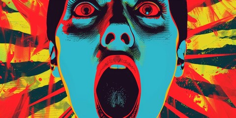 Text to speech software GUI rendered in explosive pop art visuals