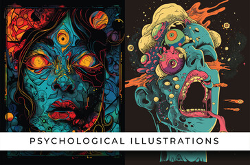 Psychology expression illustration backgrounds vector ai