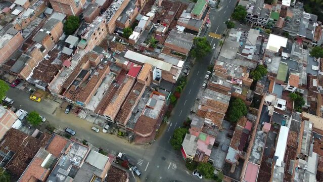 aerial view of houses in a residential area of a neighborhood in South America