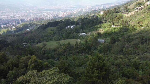 mountainous limits of the city of Medell&iacute;n with panoramic view