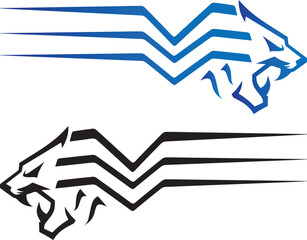 Automotive art geometric stripe sticker. Truck or car or vehicle abstract stripes. Tiger icon figure.