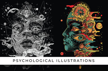 Psychology expression illustration backgrounds vector ai