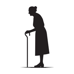 Timeless Wisdom: Vector Silhouette of an Elderly Person - Capturing the Grace, Experience, and Resilience of Age in Timeless Form. Old man silhouette.