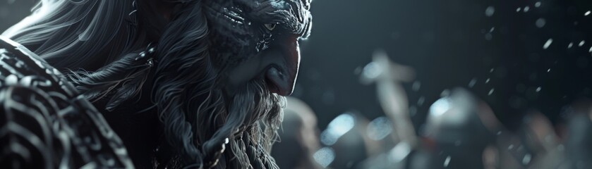 A dark, mystical close-up of 3D elves, wizards, and dwarves on their epic quests - obrazy, fototapety, plakaty