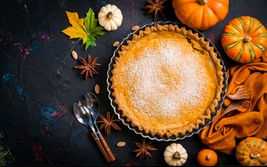 Obraz na płótnie Canvas American Pumpkin Pie. Thanksgiving Day. American cuisine