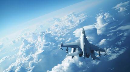 Fighter jet in the sky.