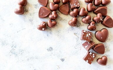 Fototapeta na wymiar Chocolate valentines candies over white background