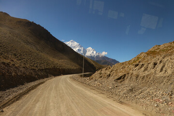 Road from Jomsom to Muktinath in Mustang, Nepal