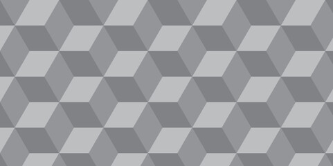 Seamless abstract black and gray stripe rectangles hexagon type cube geometric pattern. modern square diamond mosaic pattern. retro ornament grid tiles and wallpaper used for background.