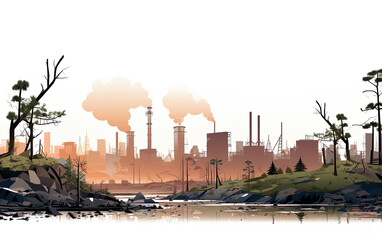 Industrial urban landscape with heavy pollution.