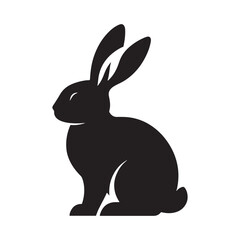 Graceful Hare: Vector Silhouette of Easter Bunny - A Whimsical Symbol of Joy, Renewal, and Springtime Celebration in Elegant Form. Vector easter bunny, Easter bunny silhouette.