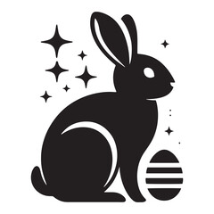 Graceful Hare: Vector Silhouette of Easter Bunny - A Whimsical Symbol of Joy, Renewal, and Springtime Celebration in Elegant Form. Vector easter bunny, Easter bunny silhouette.