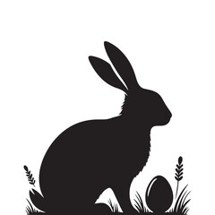 Graceful Hare: Vector Silhouette of Easter Bunny - A Whimsical Symbol of Joy, Renewal, and Springtime Celebration in Elegant Form. Vector easter bunny, Easter bunny silhouette.