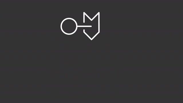 FDD white line animation. Animated flowchart icon. Feature driven development. Project management tool. Isolated illustration on dark background. Transition alpha video. Motion graphic