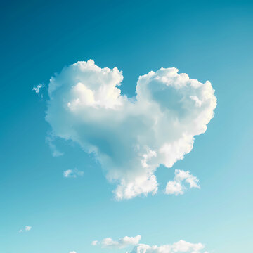 Heart shaped cloud on blue sky background. Love concept. 3D Rendering