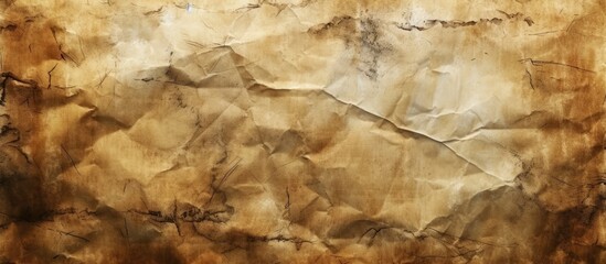 Fototapeta premium A piece of paper with a vintage texture and stains resembling cardboard or stone, set against a brown background.