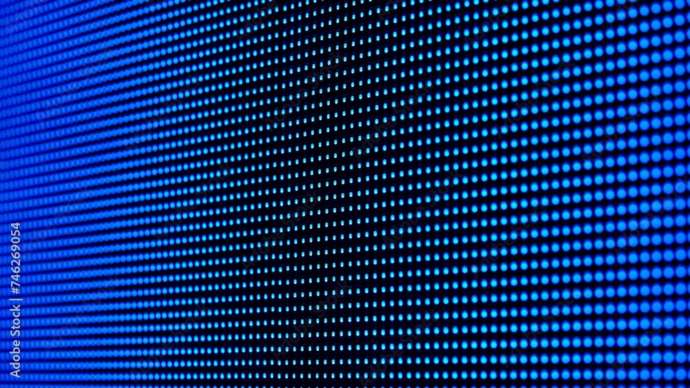 Poster close up of blue led light panel displaying vivid pixels