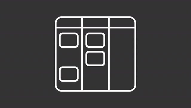 Animated diagrams white icons. Flowcharts line animation library. Project management. Process infographic. Isolated illustrations on dark background. Transition alpha. HD video. Icon pack