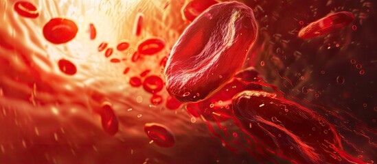 Red blood cells are suspended in water against a black background, showcasing their characteristic biconcave shape and hemoglobin content.