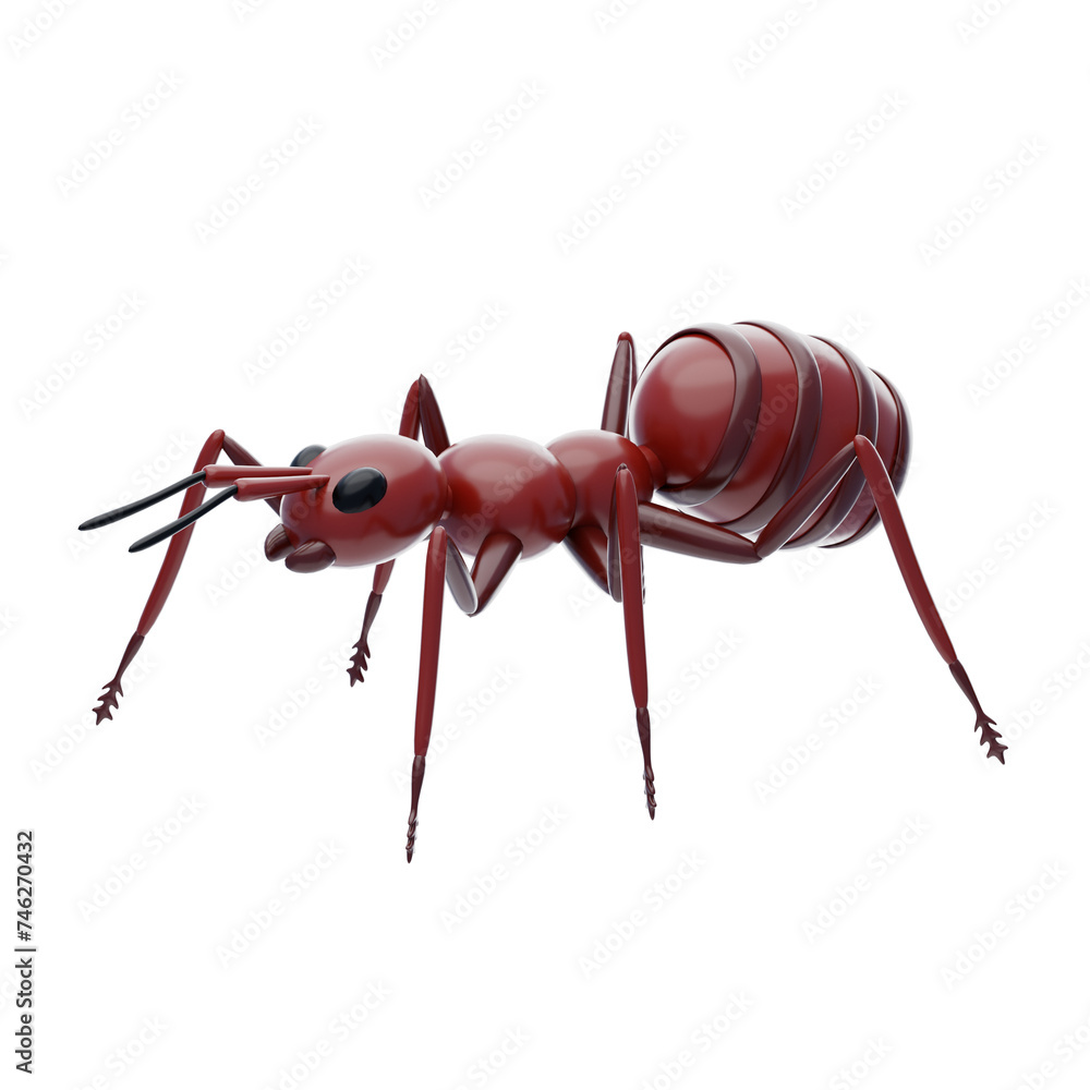 Aufkleber 3d ant model animal life in colonies. 3d illustration, 3d element, 3d rendering. 3d visualization is