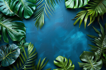 Collection of Tropical Leaves on Background 