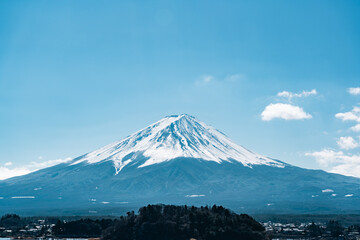 Mount Fuji with clear blue sky