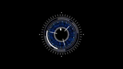 a clock with a circle around it on a black background