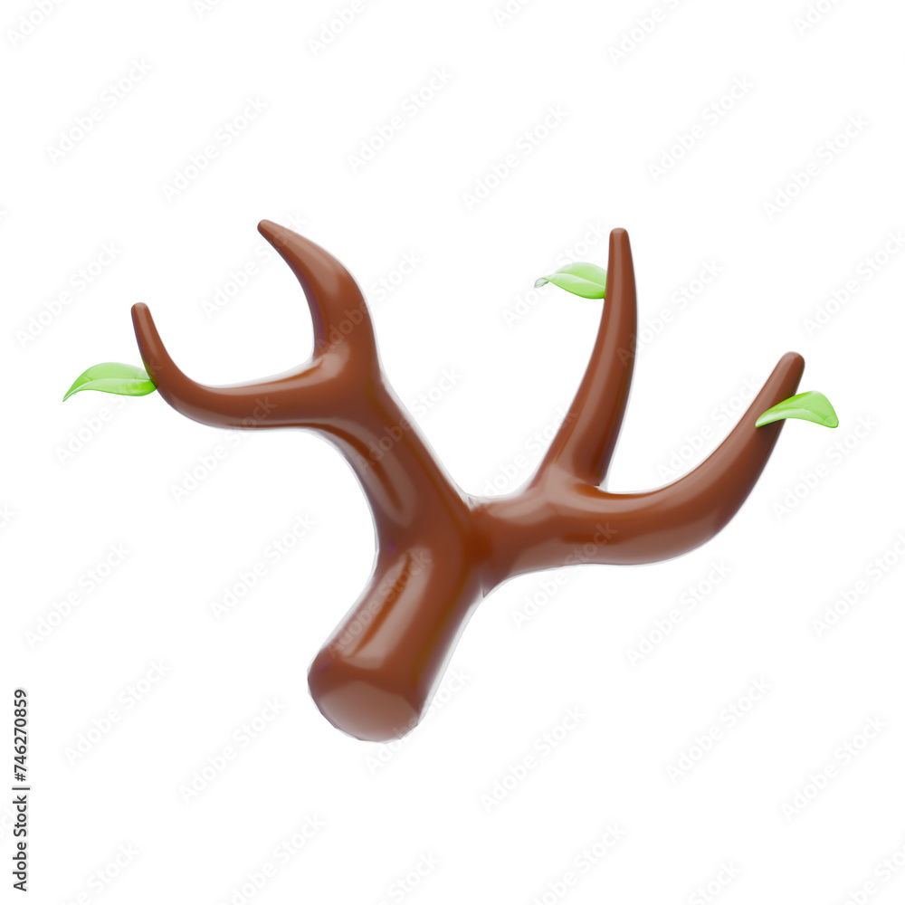 Aufkleber 3d branch model natural elegance in arboreal form. 3d illustration, 3d element, 3d rendering. 3d vis
