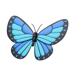 3D Blue Morpho Model Majestic Symbol Of Tropical Beauty. 3d illustration, 3d element, 3d rendering. 3d visualization isolated on a transparent background