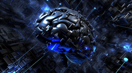 Human brain graphic symbolizing intelligence, technological background