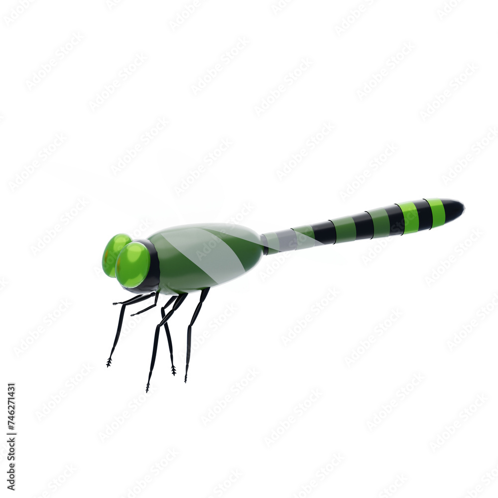 Aufkleber 3d dragonfly beauty model in a brief wetland. 3d illustration, 3d element, 3d rendering. 3d visualiz