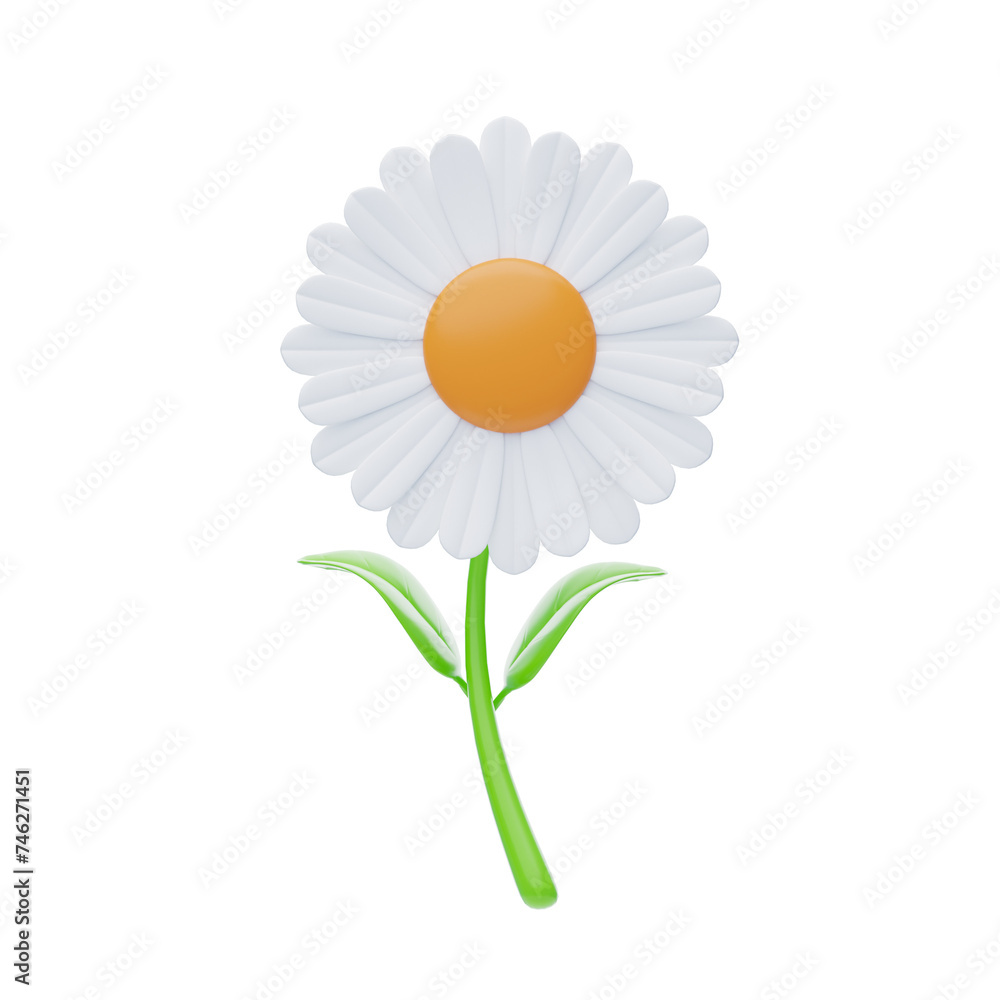 Aufkleber 3d daisy model simple elegance of nature's bloom. 3d illustration, 3d element, 3d rendering. 3d visu