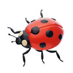 3D Ladybug Model Delightful Harbinger Of Luck And Joy. 3d illustration, 3d element, 3d rendering. 3d visualization isolated on a transparent background